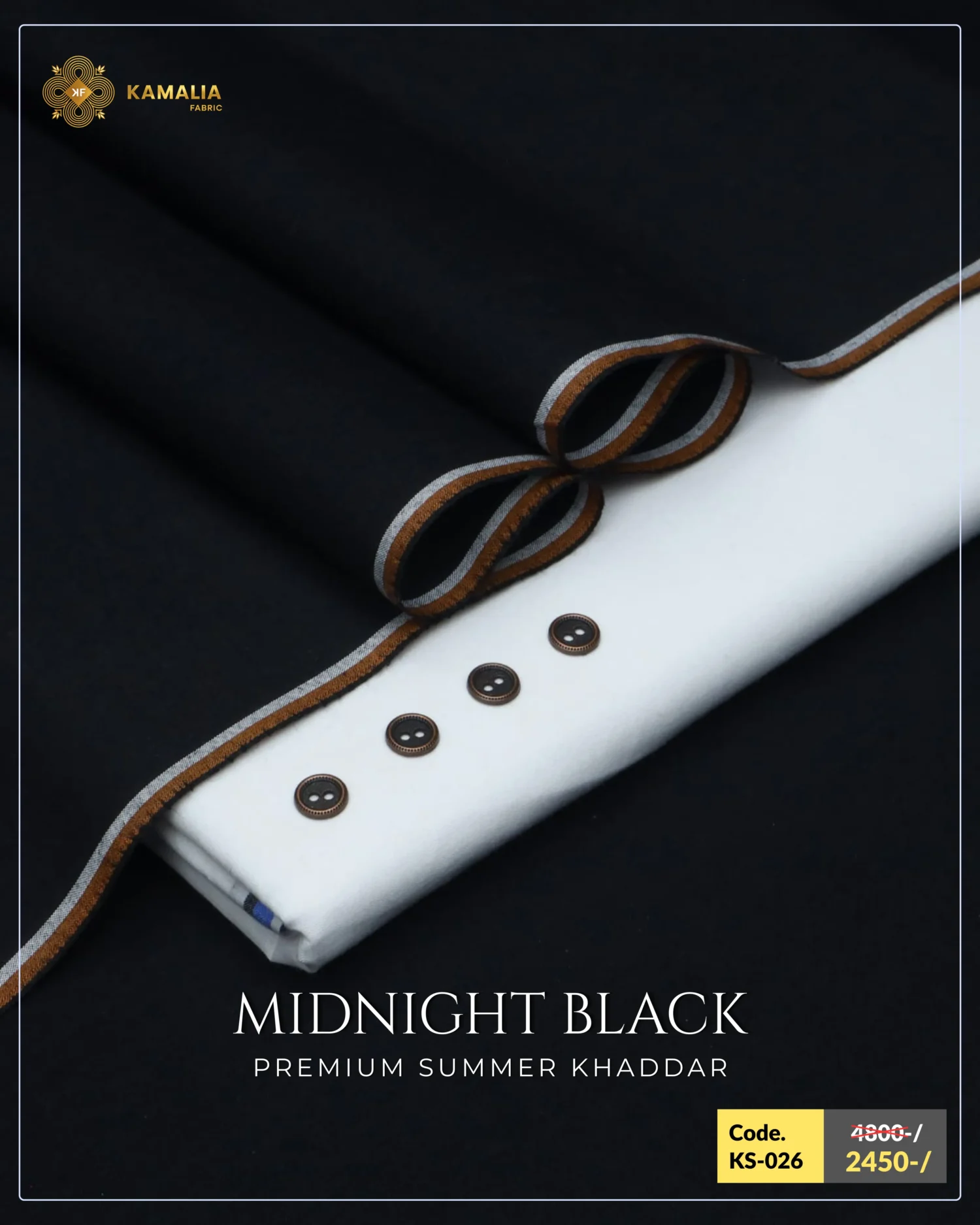 Midnight Black Khaddar
